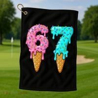 Six Seven Funny 67 Ice Cream Cone Drip Meme Golf Towel thumb 1