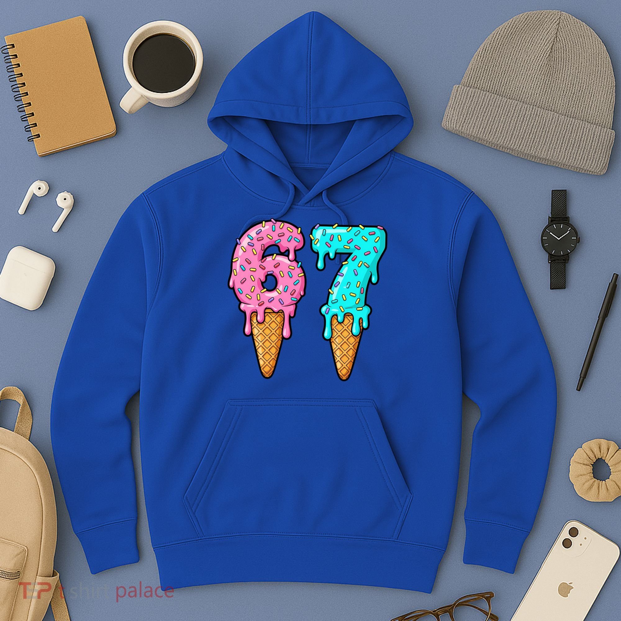Six Seven Funny 67 Ice Cream Cone Drip Meme Hoodie