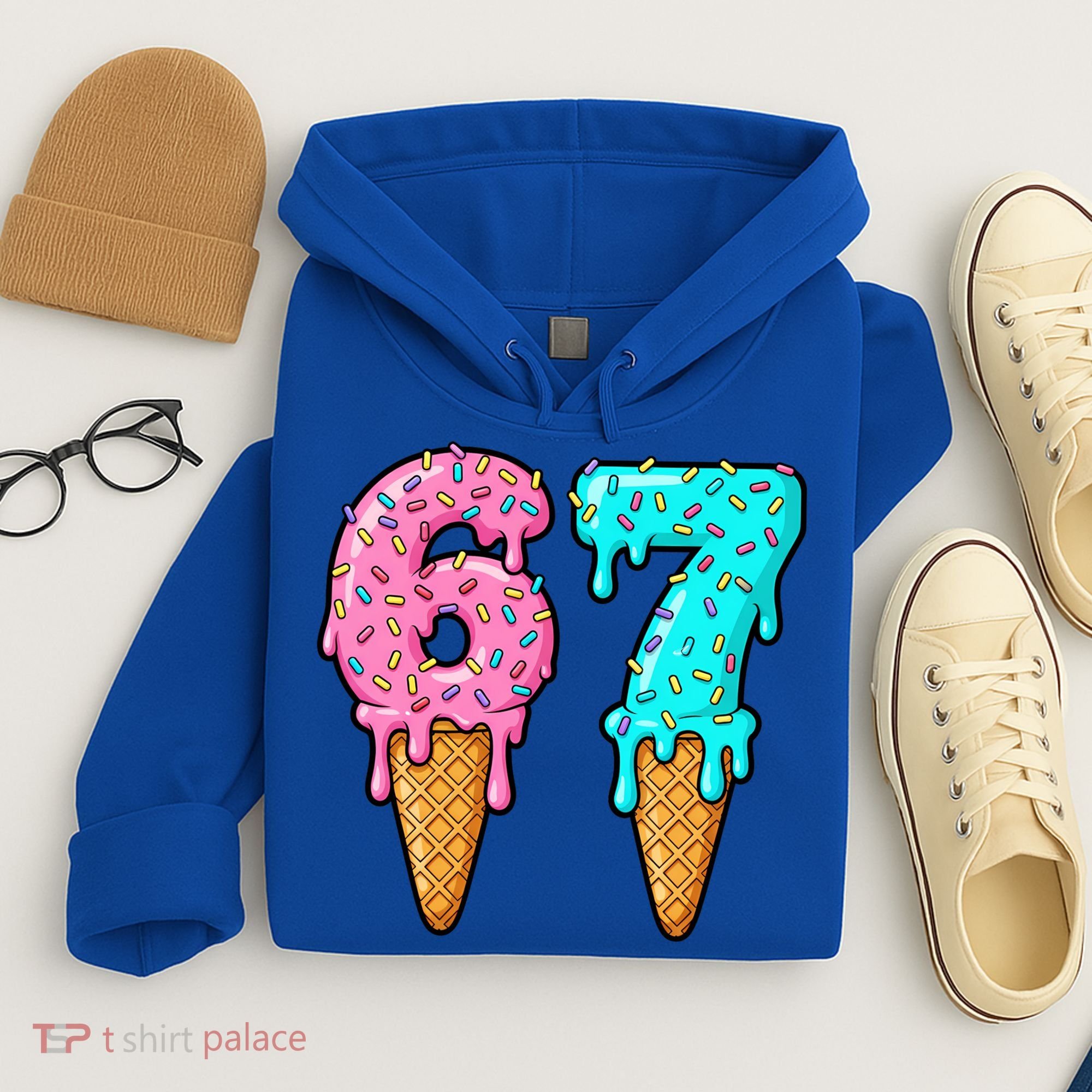 Six Seven Funny 67 Ice Cream Cone Drip Meme Hoodie