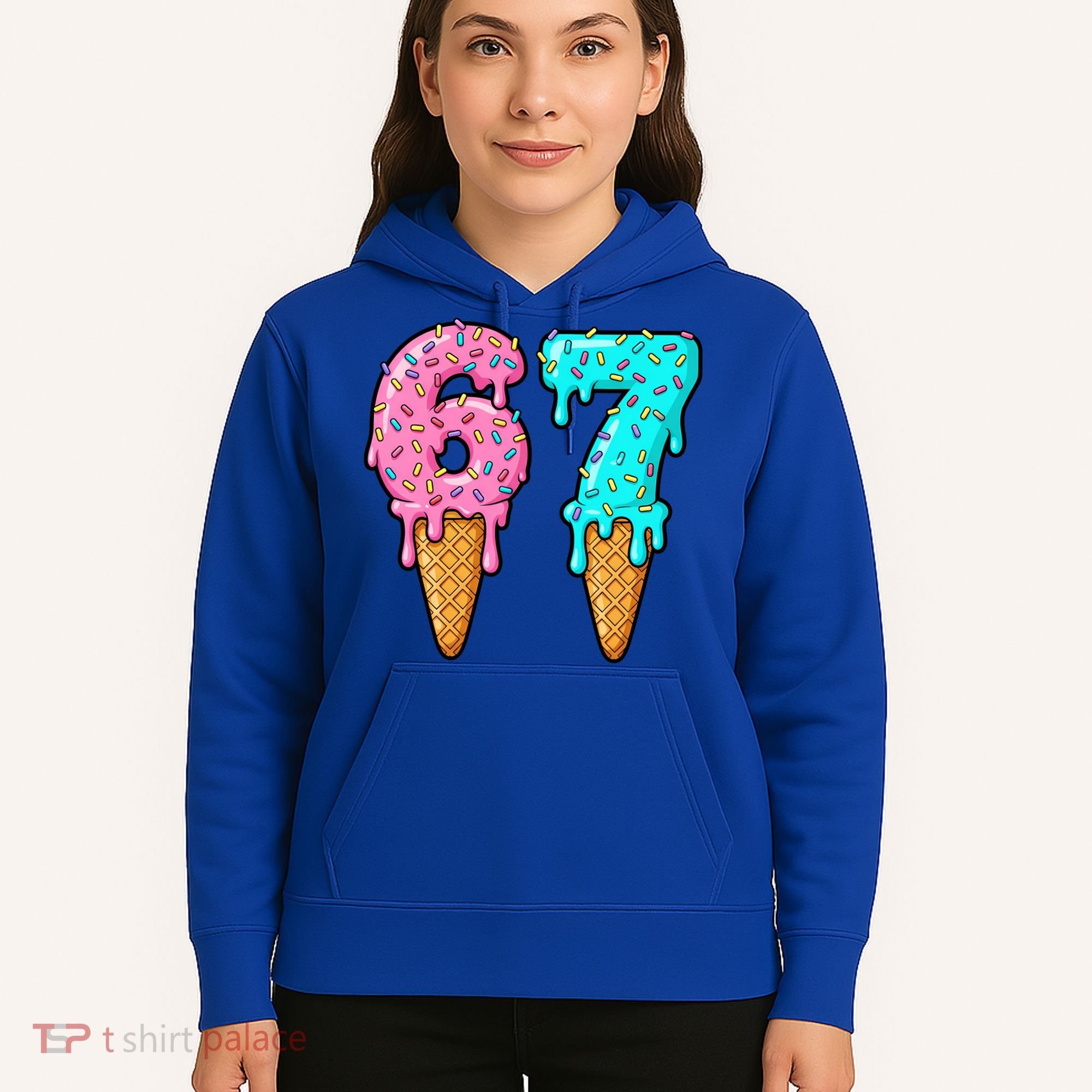 Six Seven Funny 67 Ice Cream Cone Drip Meme Hoodie