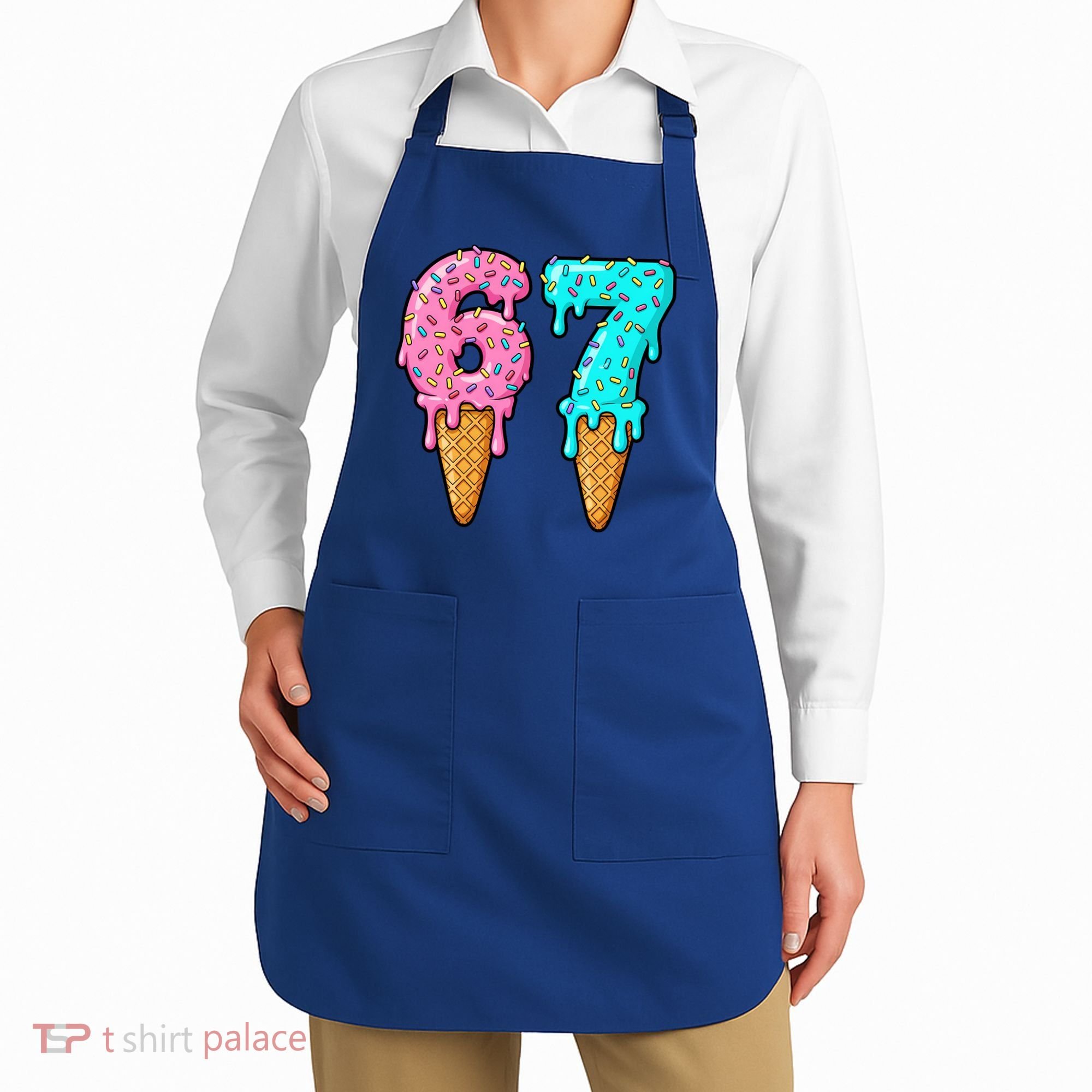 Six Seven Funny 67 Ice Cream Cone Drip Meme Apron