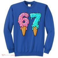 Six Seven Funny 67 Ice Cream Cone Drip Meme Sweatshirt thumb 0