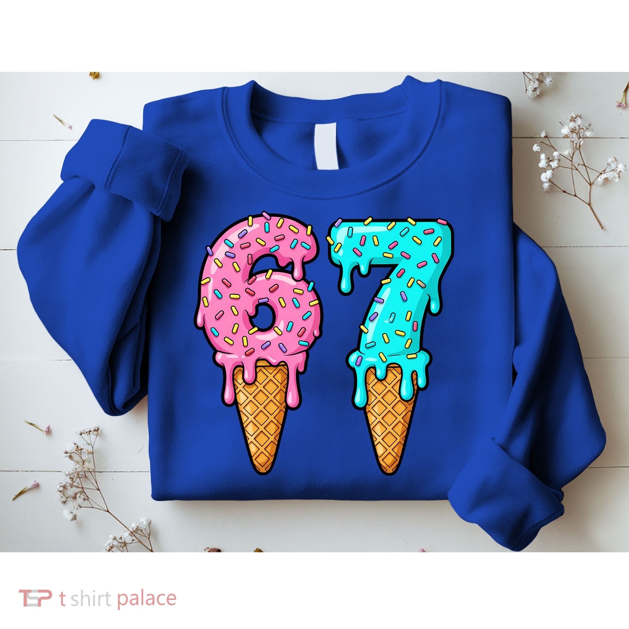 Six Seven Funny 67 Ice Cream Cone Drip Meme Sweatshirt