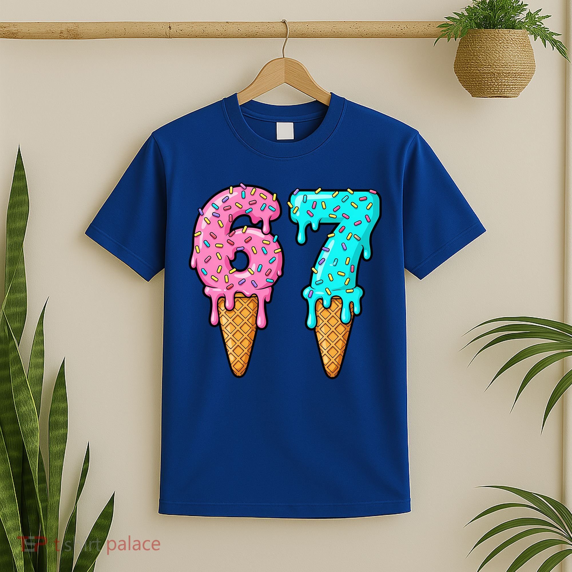 Six Seven Funny 67 Ice Cream Cone Drip Meme T-Shirt