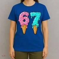 Six Seven Funny 67 Ice Cream Cone Drip Meme T-Shirt thumb 4