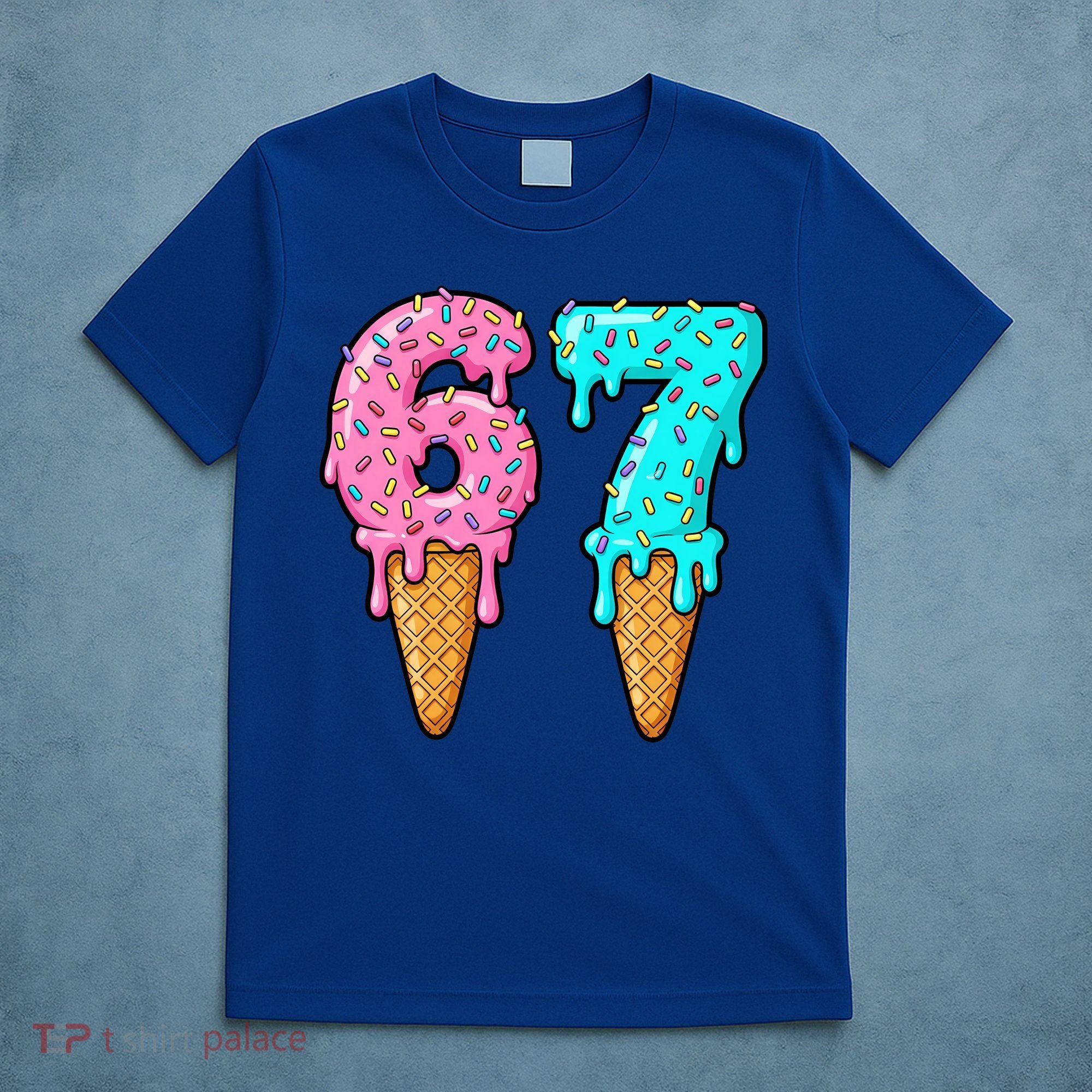 Six Seven Funny 67 Ice Cream Cone Drip Meme T-Shirt