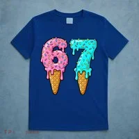 Six Seven Funny 67 Ice Cream Cone Drip Meme T-Shirt thumb 5