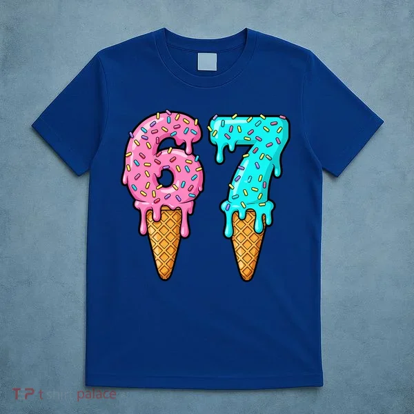 Six Seven Funny 67 Ice Cream Cone Drip Meme T-Shirt