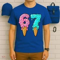 Six Seven Funny 67 Ice Cream Cone Drip Meme T-Shirt thumb 6