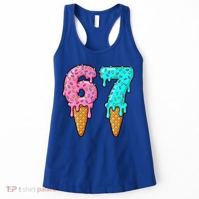 Six Seven Funny 67 Ice Cream Cone Drip Meme Women's Tank Top