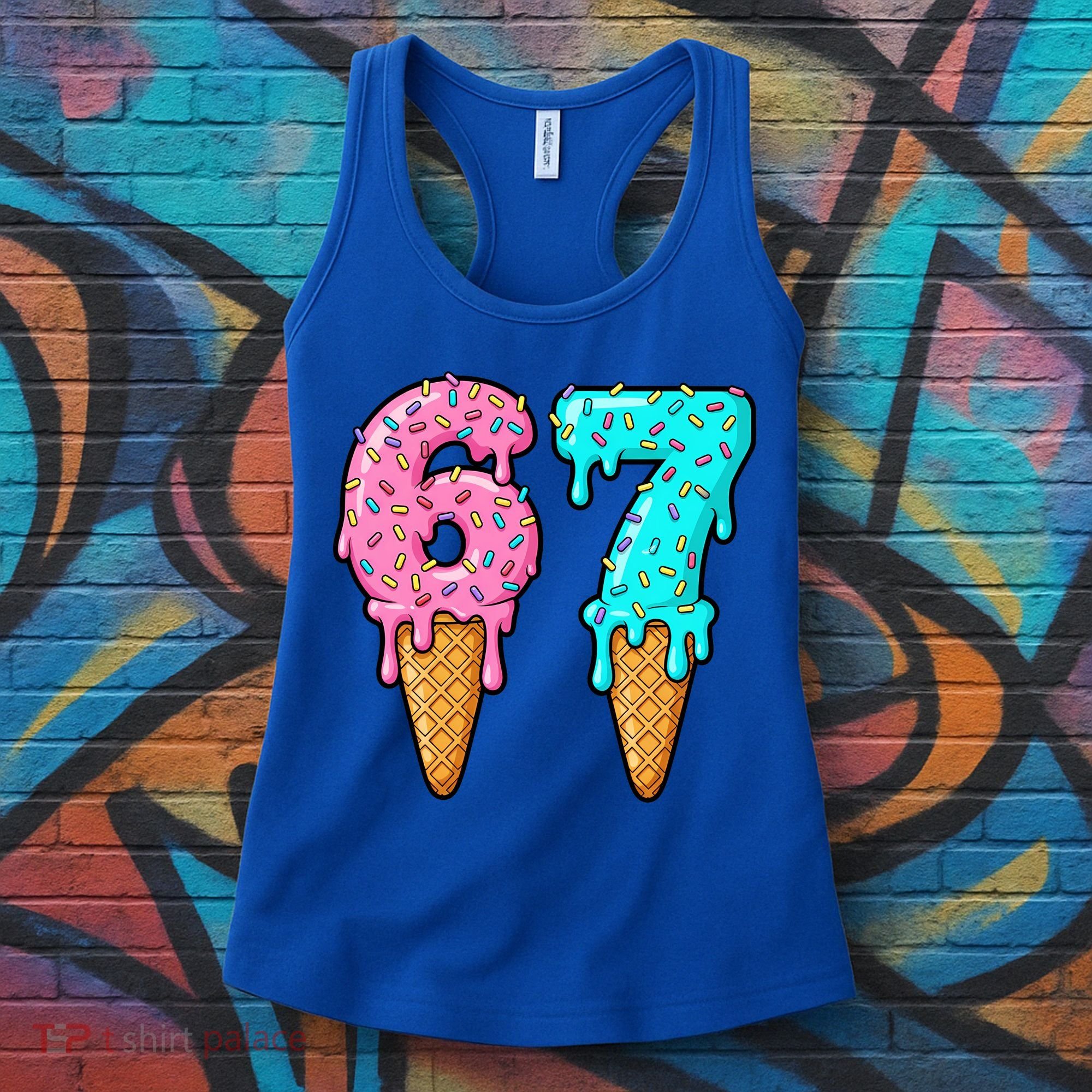 Six Seven Funny 67 Ice Cream Cone Drip Meme Women's Tank Top