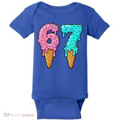 Six Seven Funny 67 Ice Cream Cone Drip Meme Baby Bodysuit