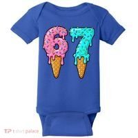 Six Seven Funny 67 Ice Cream Cone Drip Meme Baby Bodysuit thumb 0