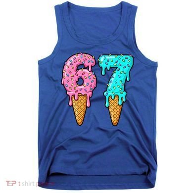 Six Seven Funny 67 Ice Cream Cone Drip Meme Tank Top