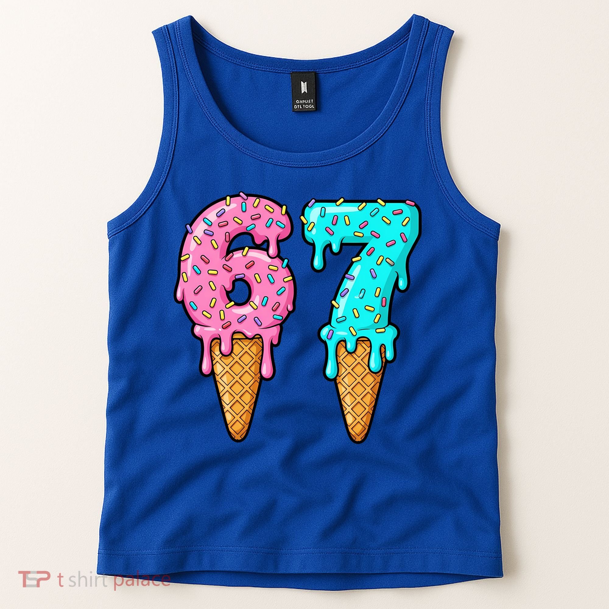 Six Seven Funny 67 Ice Cream Cone Drip Meme Tank Top