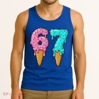 Six Seven Funny 67 Ice Cream Cone Drip Meme Tank Top thumb 3