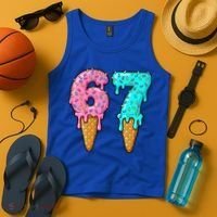 Six Seven Funny 67 Ice Cream Cone Drip Meme Tank Top thumb 4