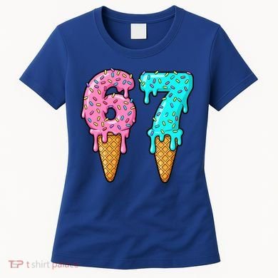 Six Seven Funny 67 Ice Cream Cone Drip Meme Women's T-Shirt