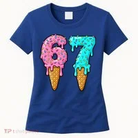Six Seven Funny 67 Ice Cream Cone Drip Meme Women's T-Shirt thumb 0