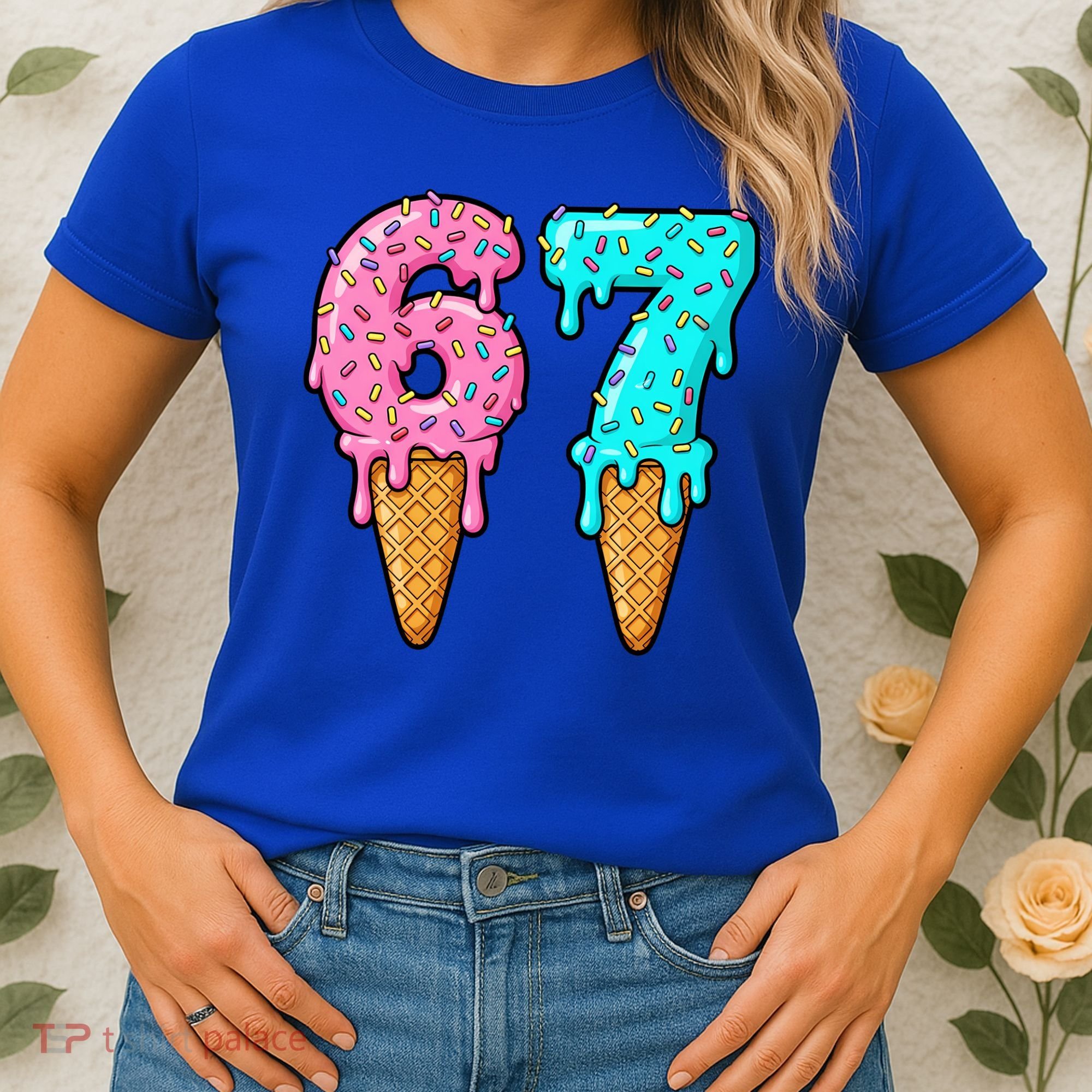 Six Seven Funny 67 Ice Cream Cone Drip Meme Women's T-Shirt