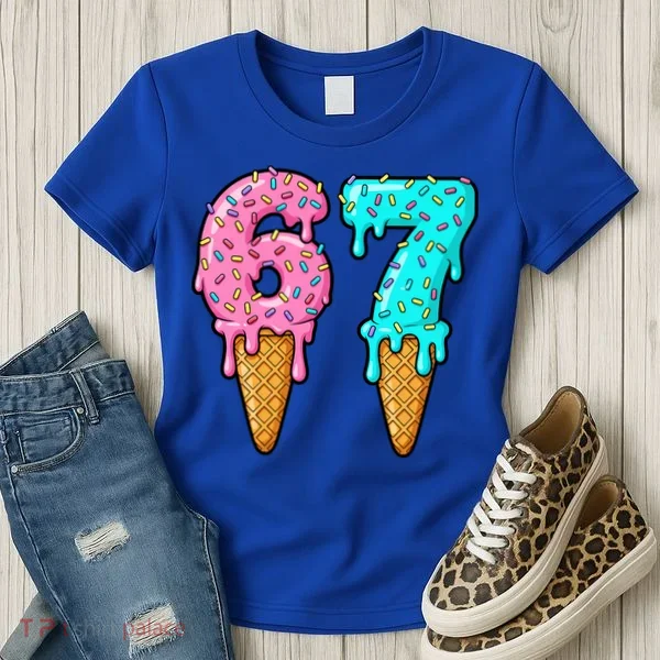 Six Seven Funny 67 Ice Cream Cone Drip Meme Women's T-Shirt