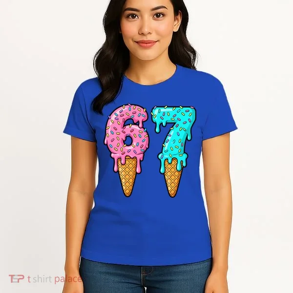 Six Seven Funny 67 Ice Cream Cone Drip Meme Women's T-Shirt