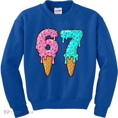 Six Seven Funny 67 Ice Cream Cone Drip Meme Kids Sweatshirt