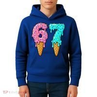 Six Seven Funny 67 Ice Cream Cone Drip Meme Kids Hoodie thumb 4