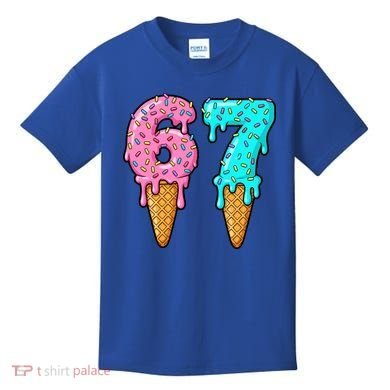 Six Seven Funny 67 Ice Cream Cone Drip Meme Kids T-Shirt