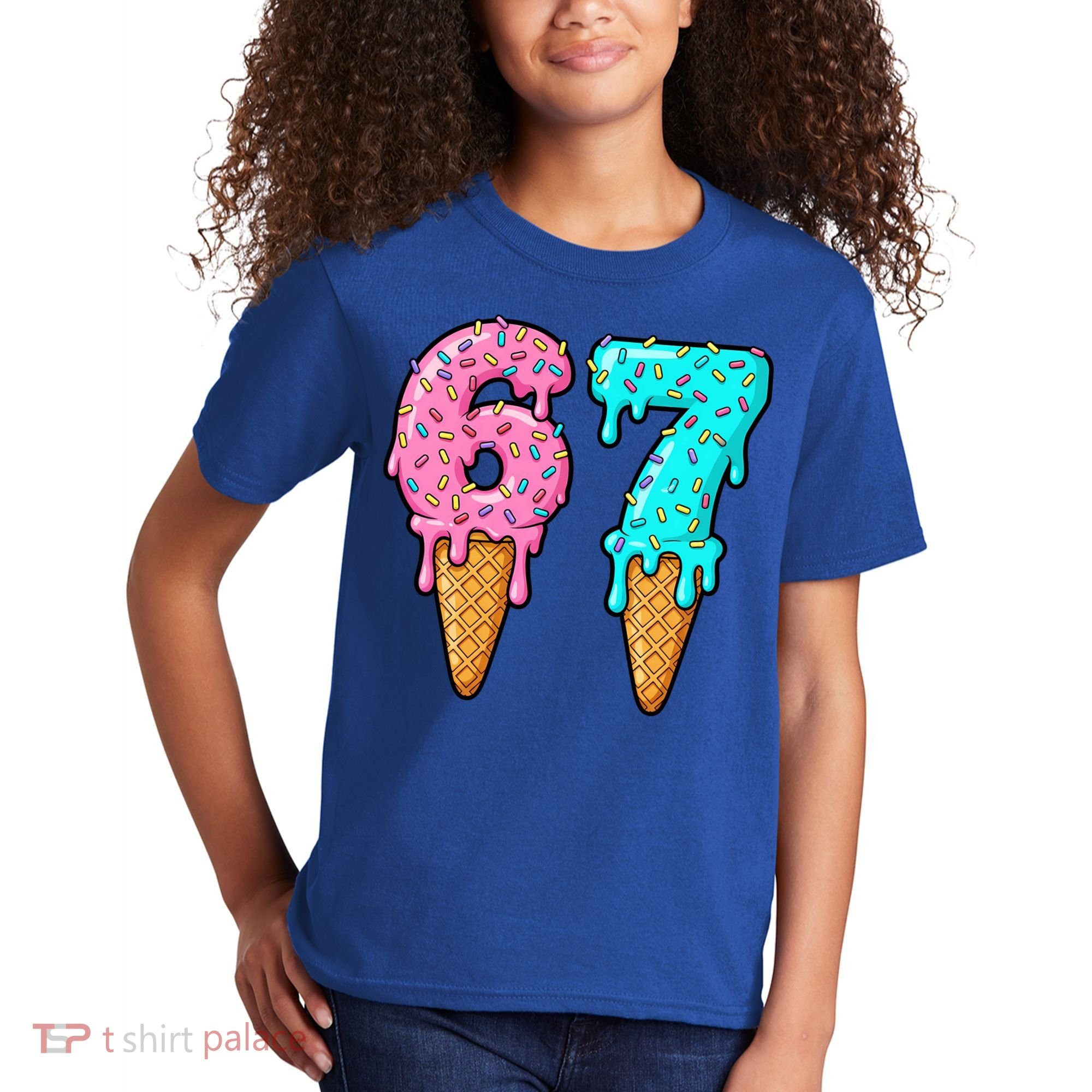 Six Seven Funny 67 Ice Cream Cone Drip Meme Kids T-Shirt