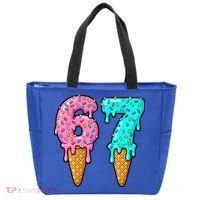 Six Seven Funny 67 Ice Cream Cone Drip Meme Tote Bag thumb 0