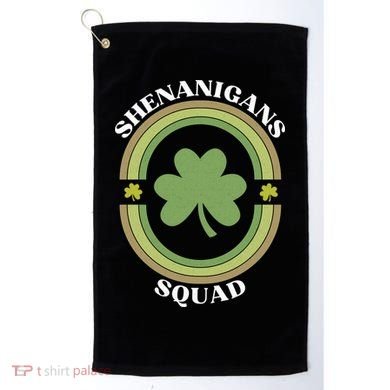 Shenanigans Squad Funny St. Patricks Day Retro Vintage Distressed Golf Towel