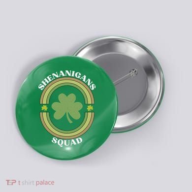Shenanigans Squad Funny St. Patricks Day Retro Vintage Distressed Button