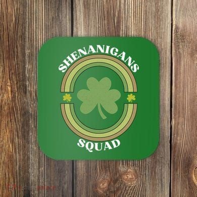 Shenanigans Squad Funny St. Patricks Day Retro Vintage Distressed Coaster
