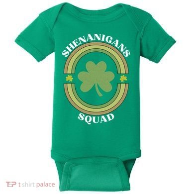 Shenanigans Squad Funny St. Patricks Day Retro Vintage Distressed Baby Bodysuit