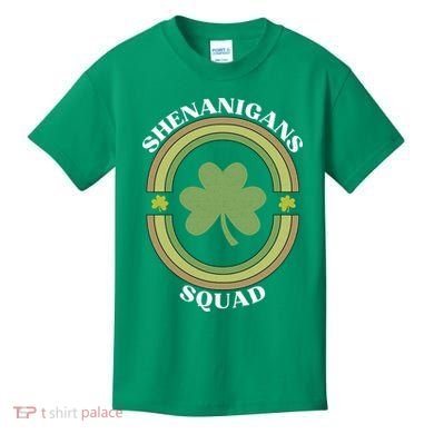 Shenanigans Squad Funny St. Patricks Day Retro Vintage Distressed Kids T-Shirt