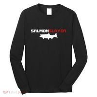 Salmon Slayer Funny Salmon Fishing Fisherman Long Sleeve Shirt thumb 0