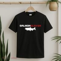 Salmon Slayer Funny Salmon Fishing Fisherman T-Shirt thumb 2