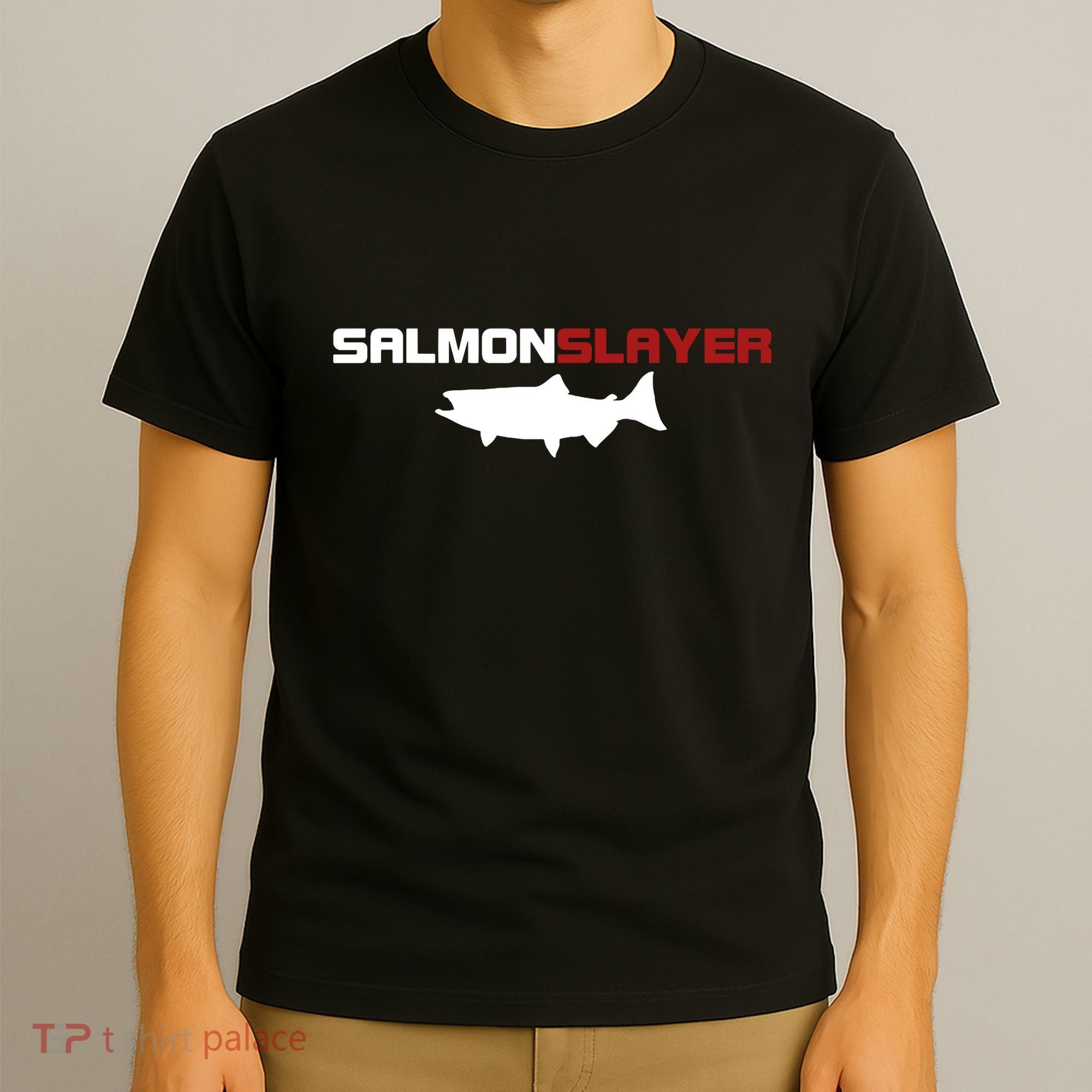 Salmon Slayer Funny Salmon Fishing Fisherman T-Shirt