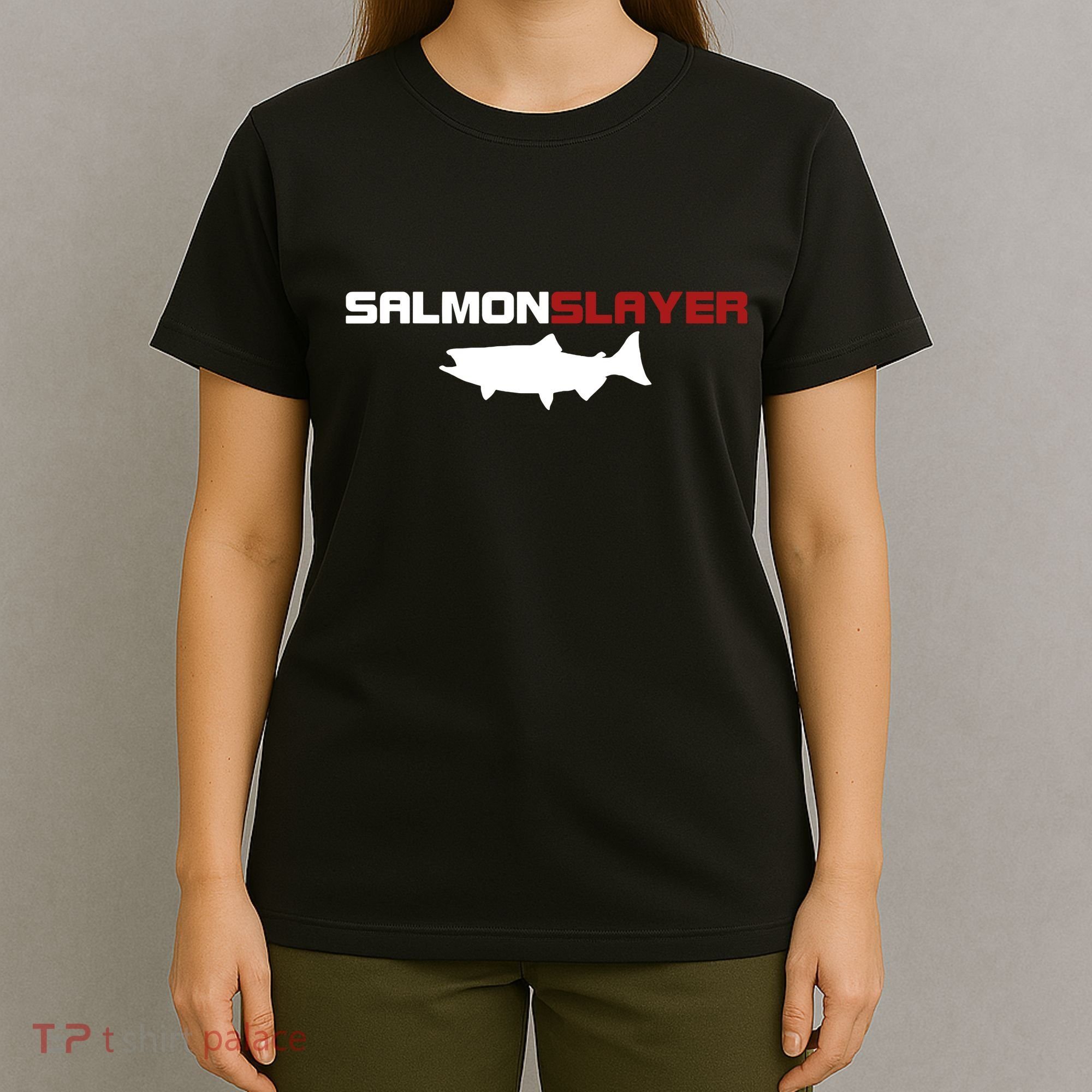 Salmon Slayer Funny Salmon Fishing Fisherman T-Shirt