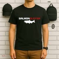 Salmon Slayer Funny Salmon Fishing Fisherman T-Shirt thumb 6