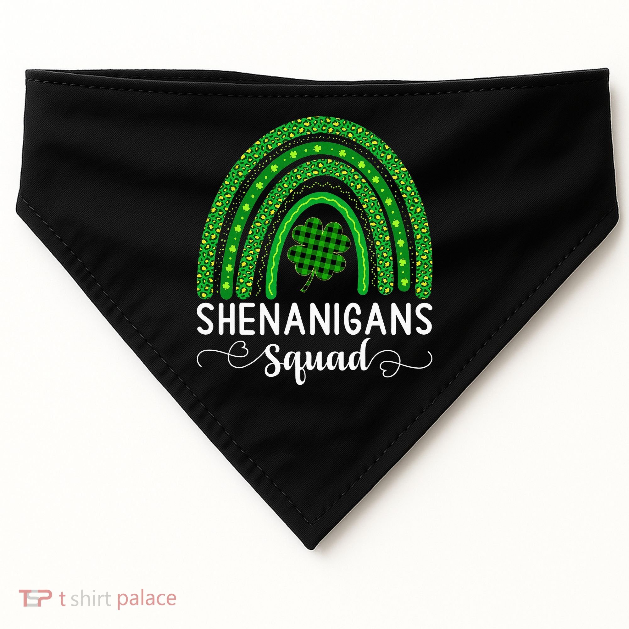 Shenanigans Squad Funny St Patricks Day Shamrock USA-Made Doggie Bandana