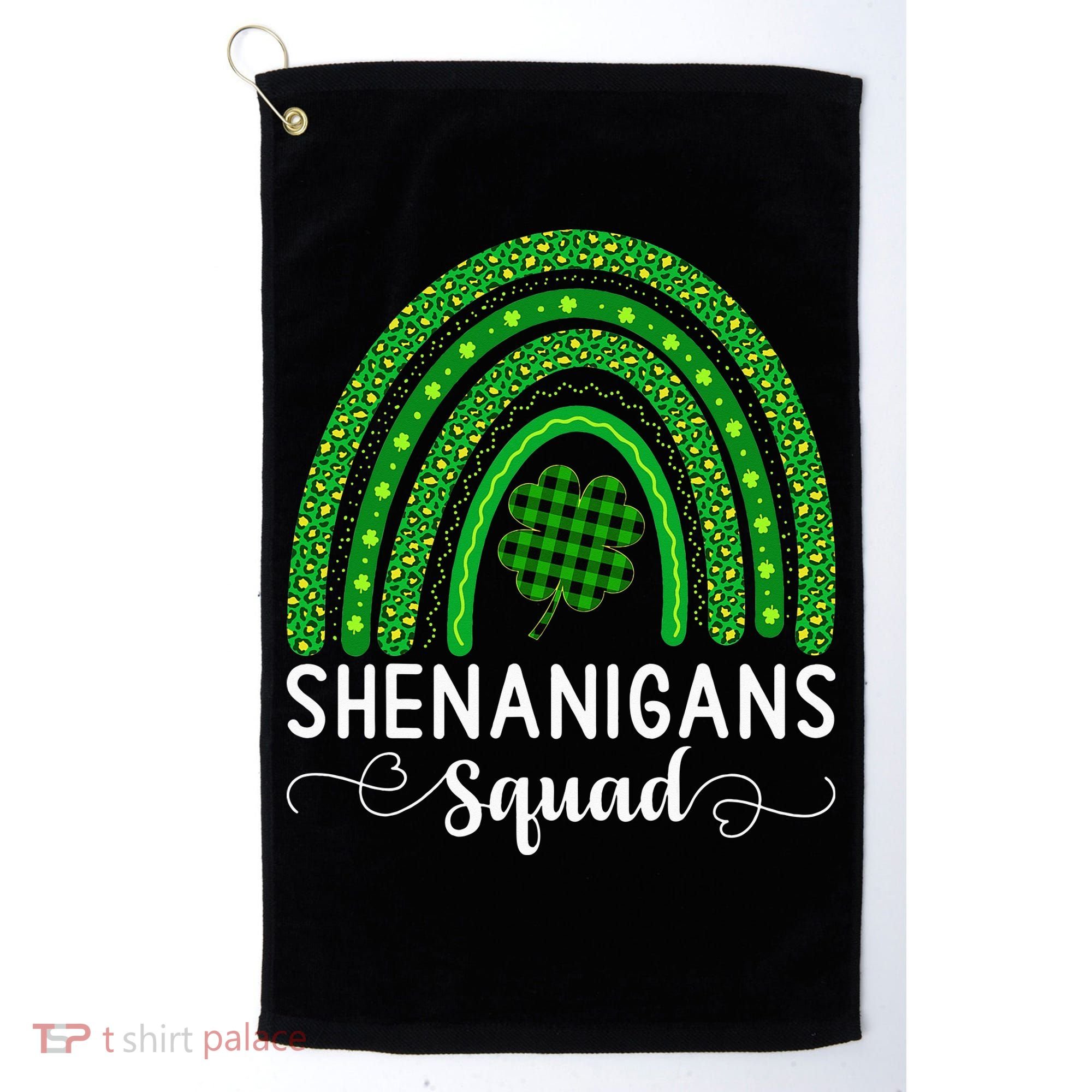 Shenanigans Squad Funny St Patricks Day Shamrock Golf Towel