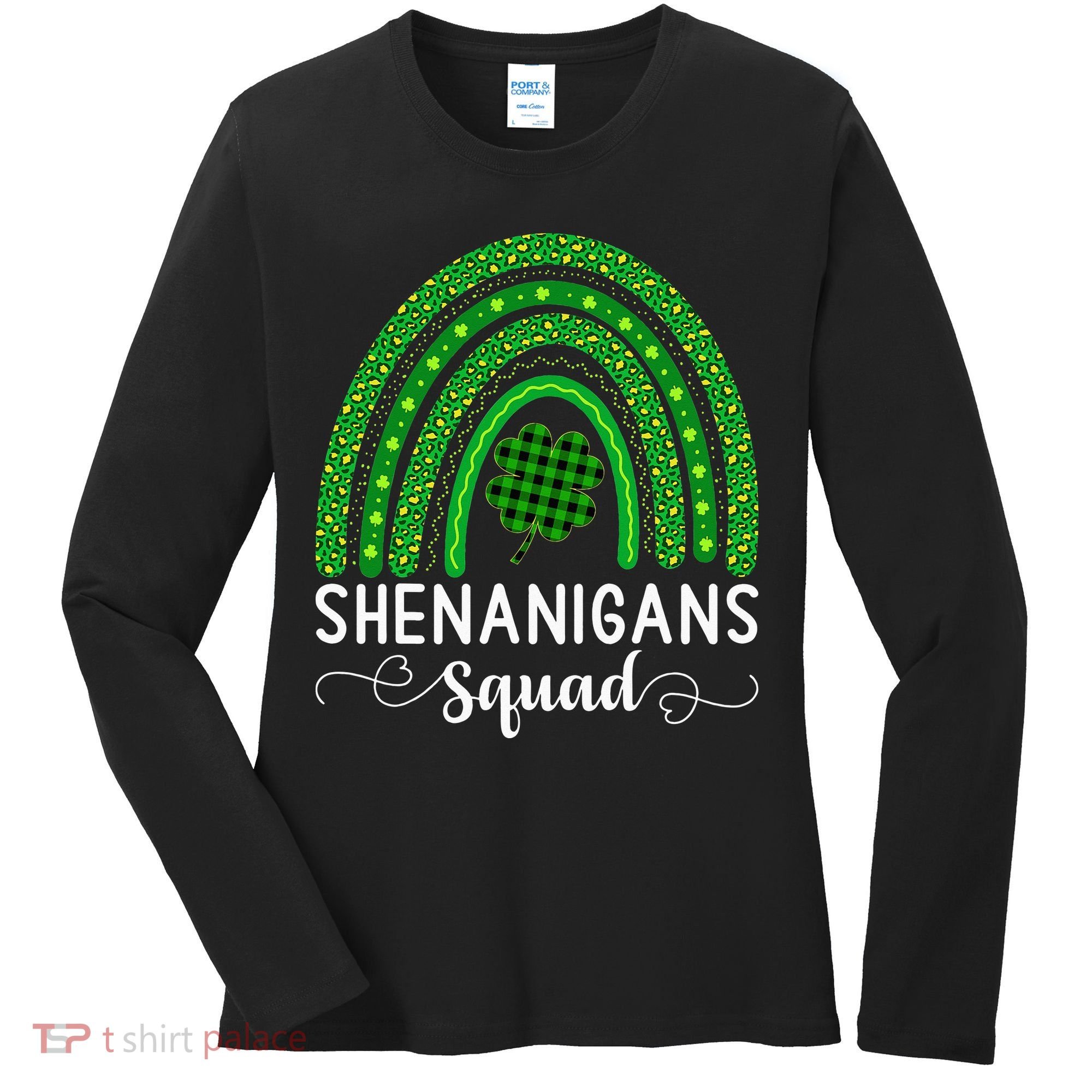 Shenanigans Squad Funny St Patricks Day Shamrock Women's Long Sleeve Shirt