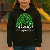 Shenanigans Squad Funny St Patricks Day Shamrock Kids Hoodie thumb 3