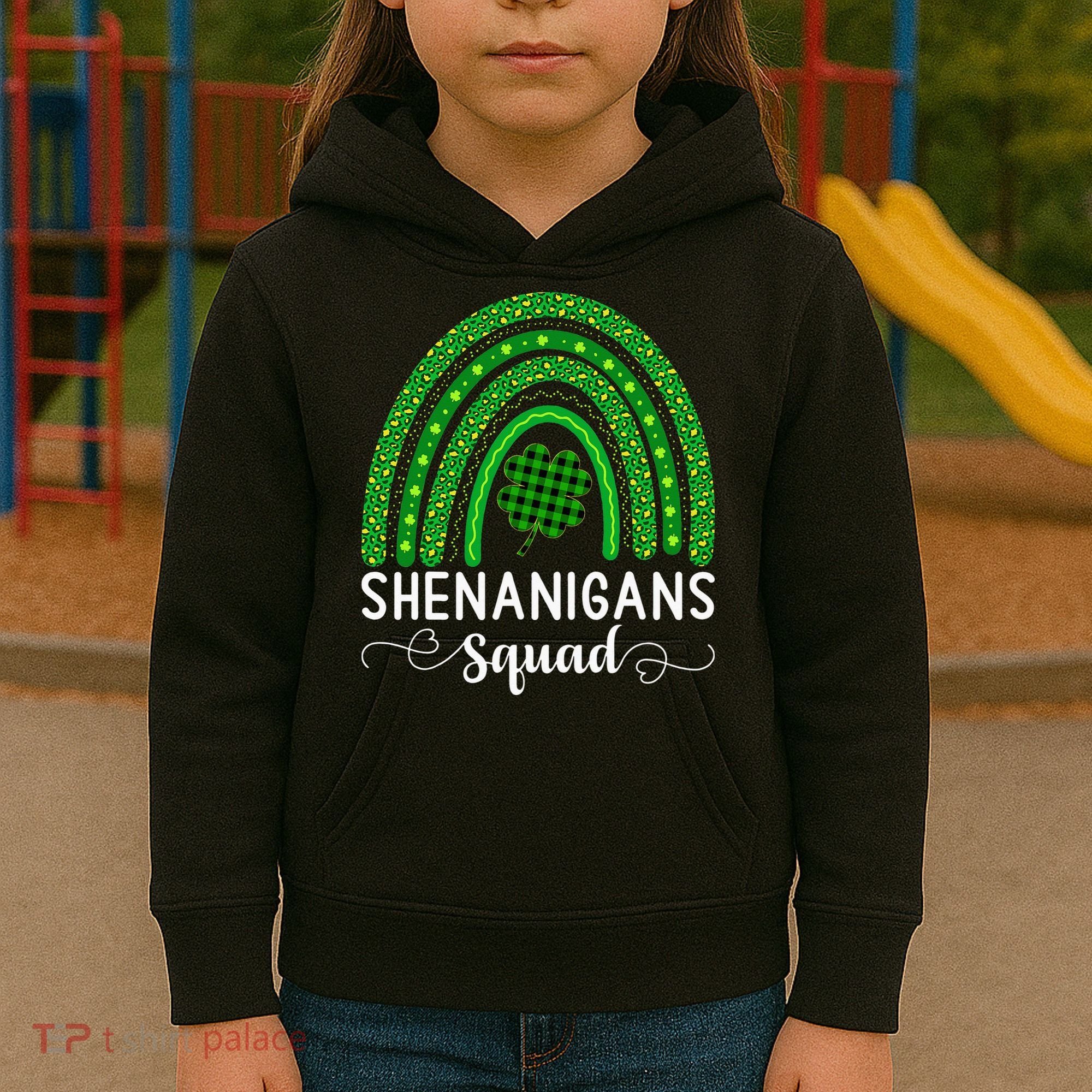 Shenanigans Squad Funny St Patricks Day Shamrock Kids Hoodie