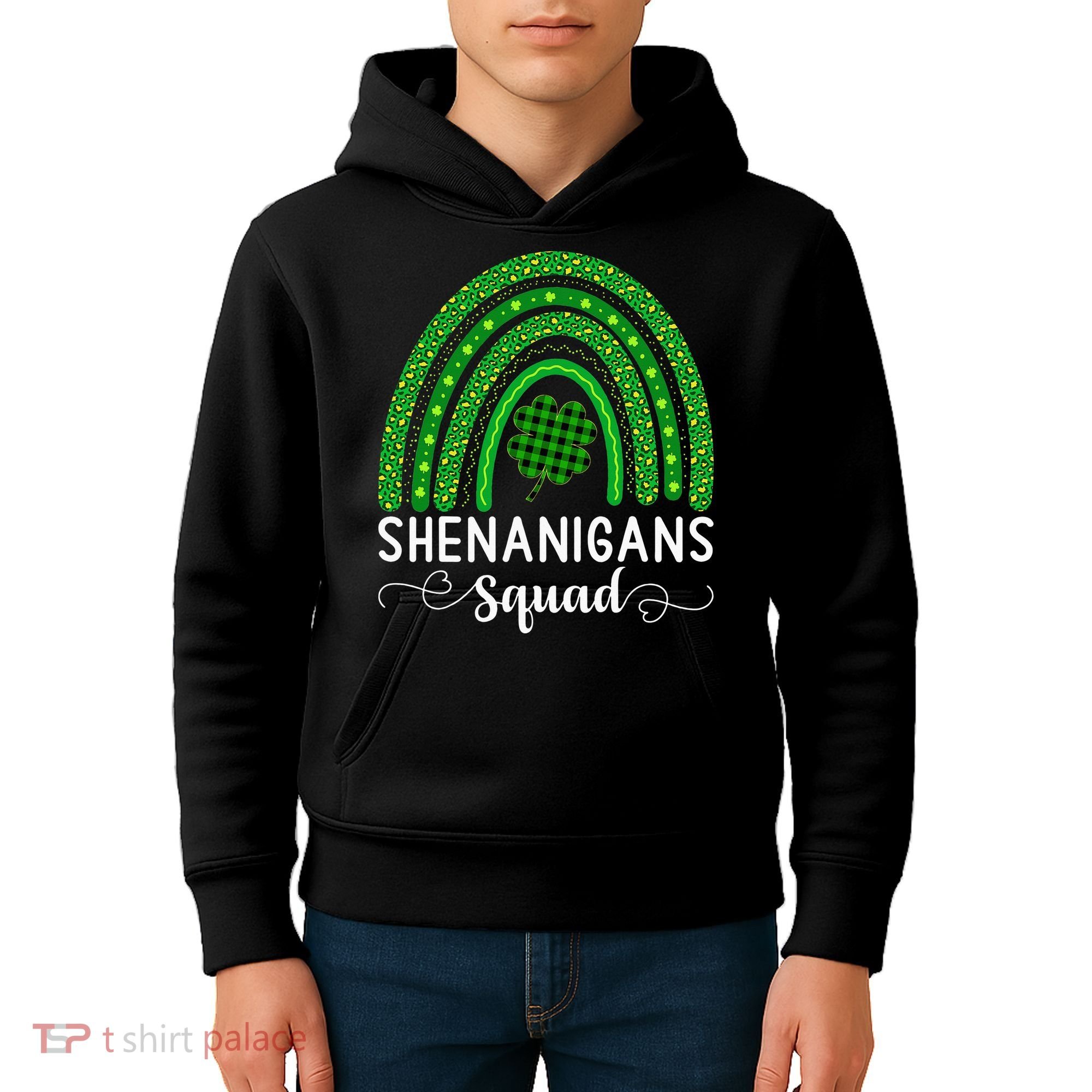 Shenanigans Squad Funny St Patricks Day Shamrock Kids Hoodie