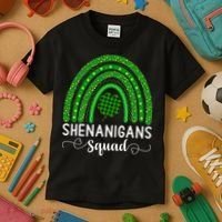 Shenanigans Squad Funny St Patricks Day Shamrock Kids T-Shirt thumb 3