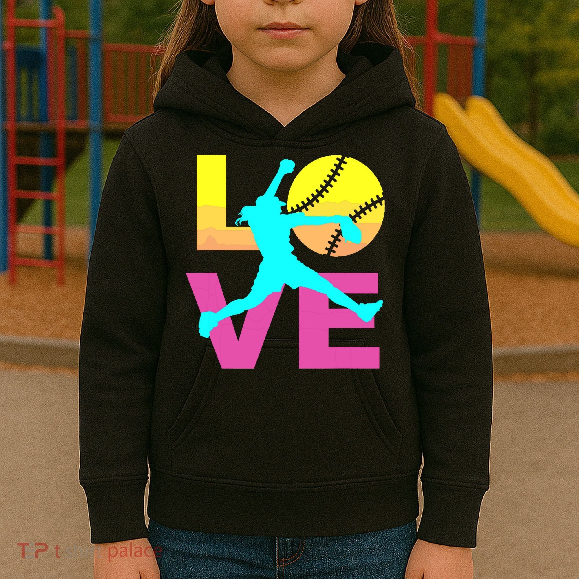 Softball Shirts For Girl Love Kids Hoodie