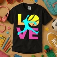 Softball Shirts For Girl Love Kids T-Shirt thumb 3